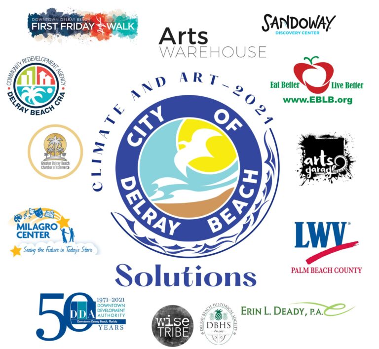 A collage of logos for the Climate and Art conference for the City of Delray Beach.